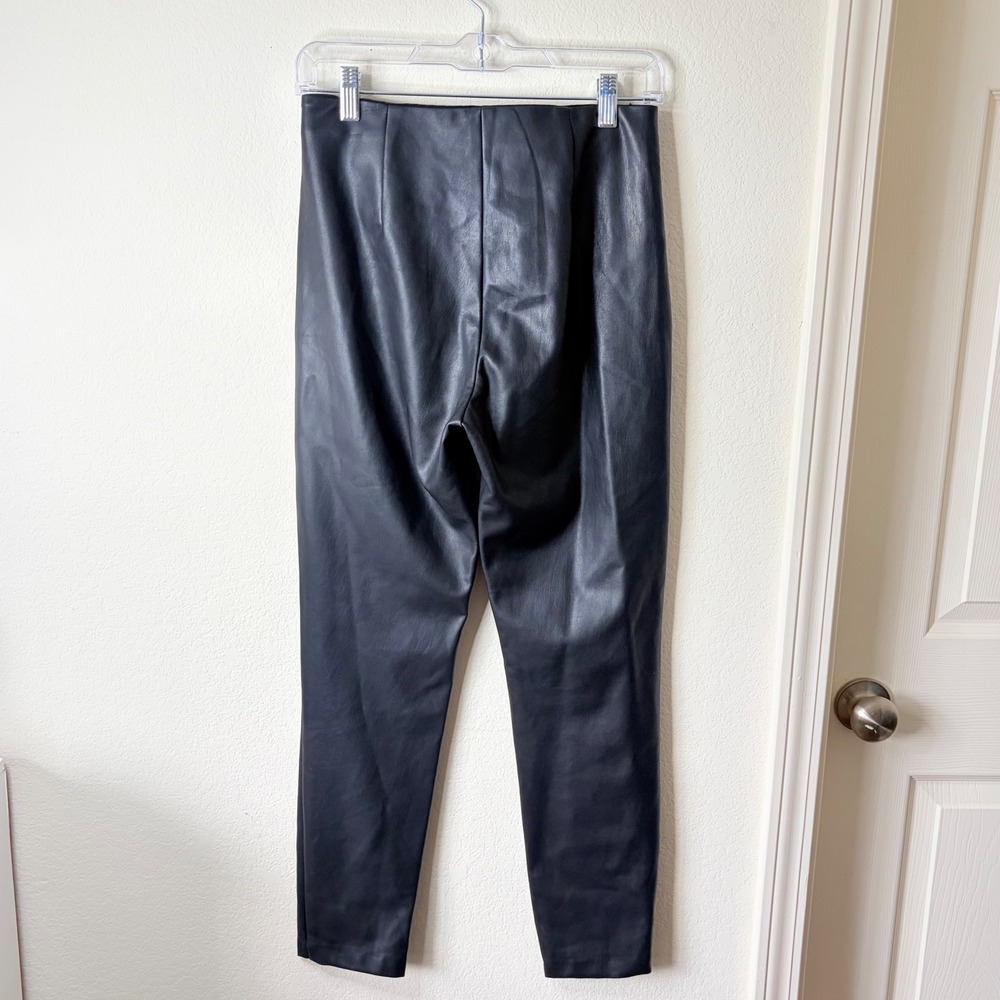 Banana Republic Black Vegan Faux Leather Devon High Rise Slim Pants 4 Edgy Chic - Picture 3 of 8